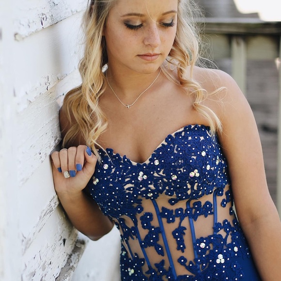 Prom Dress, Navy Blue Absolutely Stunning Dress - Picture 3 of 7